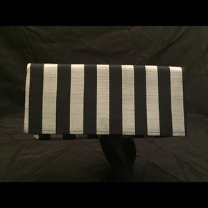 Black and silver Cambodian silk clutch